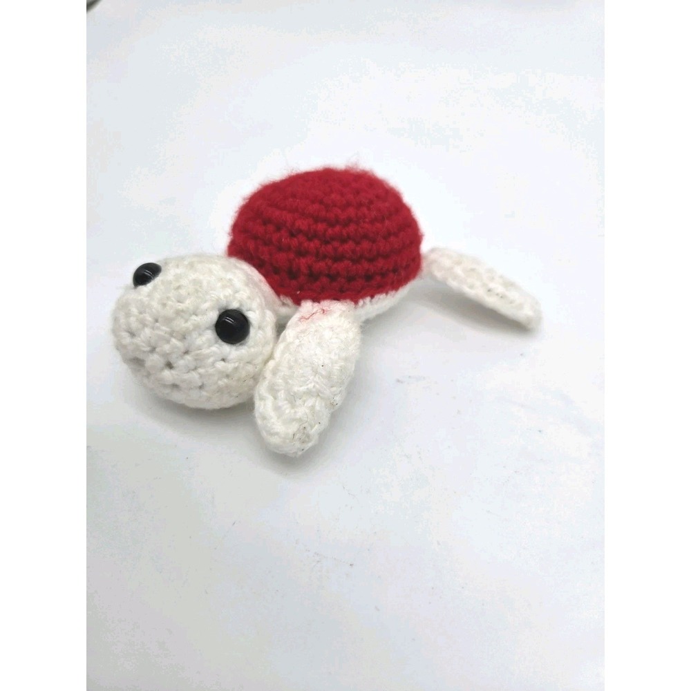 Handmade Crochet Turtle Plush Toys Lot Red White Mini Under 6 in